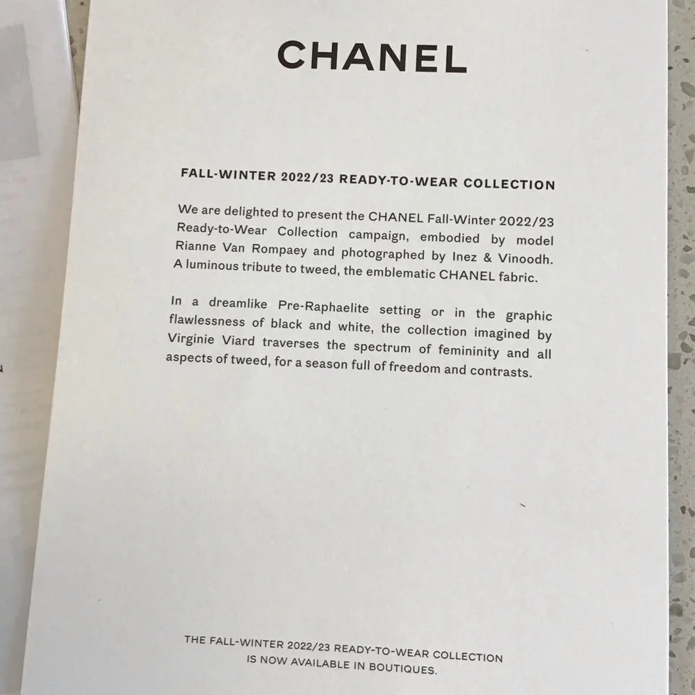 Chanel Fall 2022/23 Ready to Wear Newspaper with all collateral and pricing